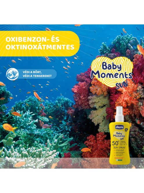 Chicco Fényvédő spray SPF 50+, 150 ml UVA, UVB, INFRA sugárzás elleni nagyon magas védelem