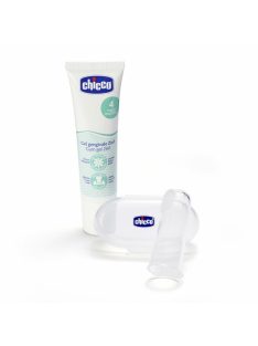  Chicco Ínytisztító gél szett ujjfogkefével és tartótokkal - színtelen