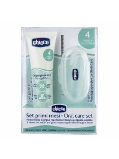   Chicco Ínytisztító gél szett ujjfogkefével és tartótokkal - színtelen