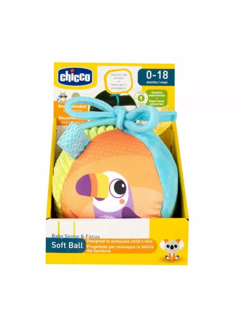 Chicco Soft Ball puha csörgős textil labda babakocsi-játék