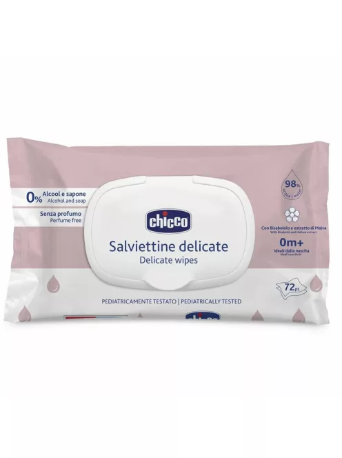 Chicco Törlőkendő delikát illatmentes 72 db érzékeny bőrre 98% víz