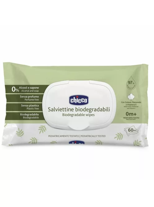 Chicco Törlőkendő biológiailag lebomló 60 db illatmentes műanyagmentes