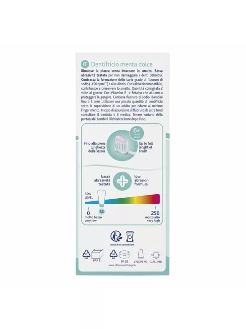 Chicco Menta ízű fogkrém fluoridos 50 ml xilittel - 6 év+