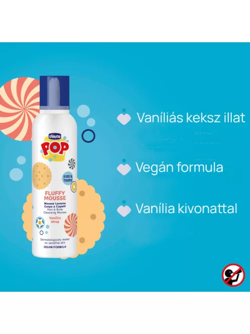 Chicco POP Habsampon és Fürdőhab Spray 200ml vaníliás keksz illatú gyerekek és tinik részére