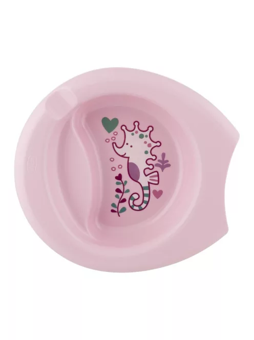 Chicco Easy Feeding csúszásmentes tányér rózsaszín