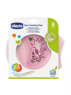 Chicco Easy Feeding csúszásmentes tányér rózsaszín