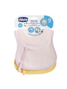   Chicco Milky Bib előke nedvszívó nyakrésszel és cumipánttal - 2 db szivacsbetétes előke, lányos