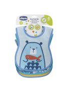 Chicco Easy Meal Bib - frottír előke vízálló hátlappal 3db-os kék