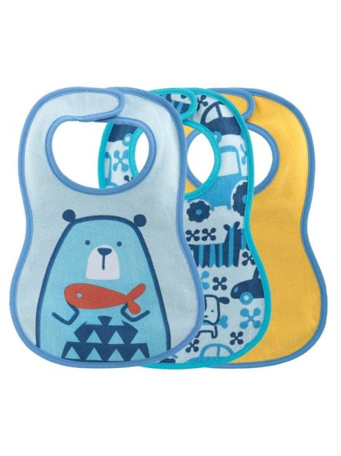 Chicco Easy Meal Bib - frottír előke vízálló hátlappal 3db-os kék