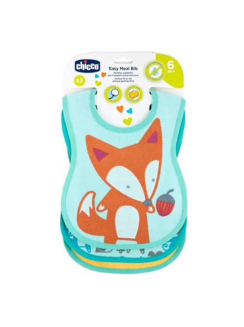 Chicco Easy Meal Bib - frottír előke vízálló hátlappal 3db-os semleges szín