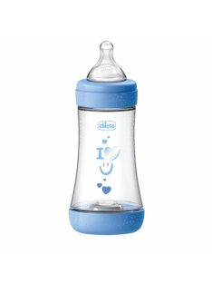   Chicco Perfect5 biofunkcionális cumisüveg 240 ml- közepes átfolyás - kék