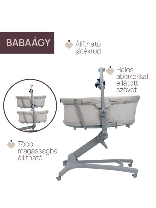 Chicco Baby Hug Pro 5in1 bölcső, pihenőszék, etetőszék, szék - Beige Latte