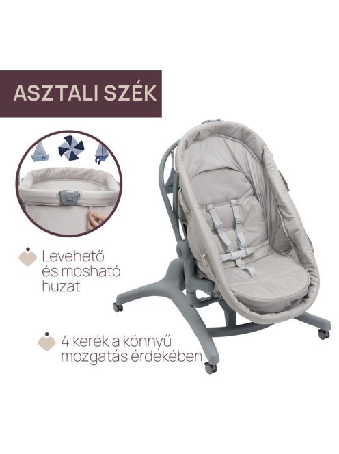 Chicco Baby Hug Pro 5in1 bölcső, pihenőszék, etetőszék, szék - Beige Latte