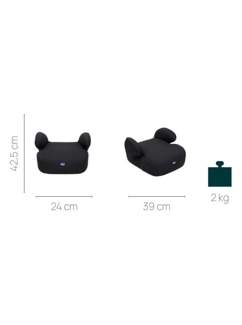 Chicco Quasar i-Size ülésmagasító 126-150 cm isofix nélküli autóba Black