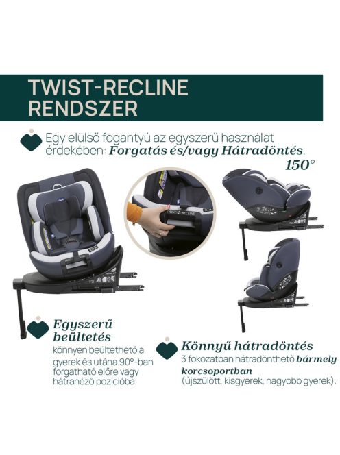 Chicco EVERONE I-SIZE 40-150cm autósülés - Black