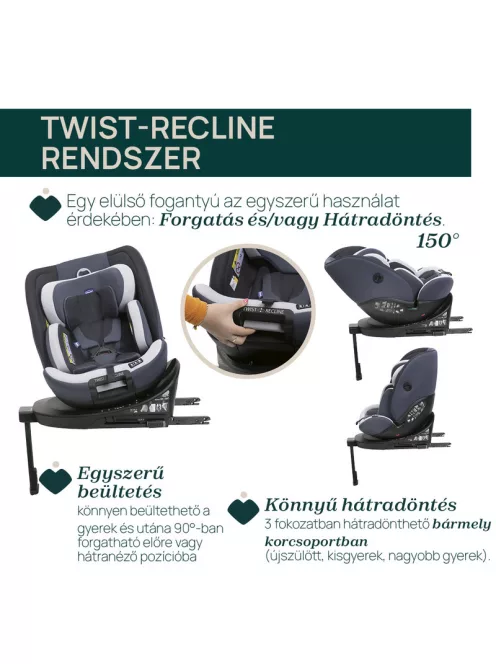 Chicco EVERONE I-SIZE 40-150cm autósülés - Grey Black