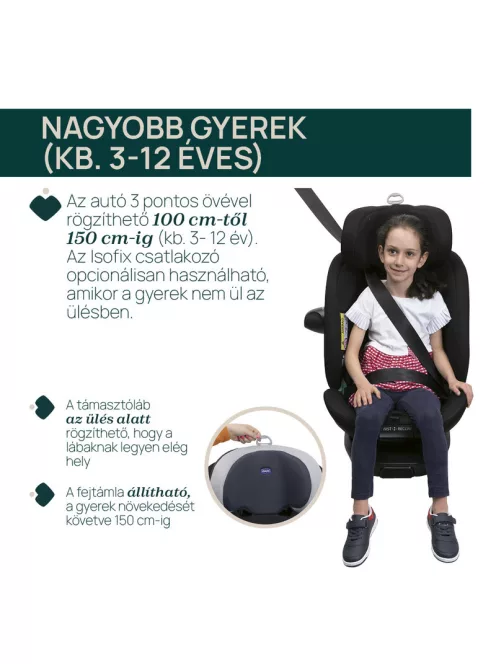 Chicco EVERONE I-SIZE 40-150cm autósülés - Grey Black