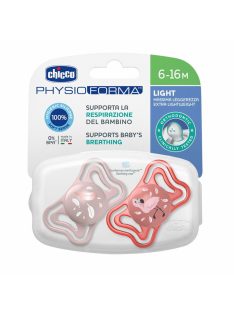   Chicco Physio Forma® Light 6-16hó cumi 2 db sterilizálható tokban - rózsaszín