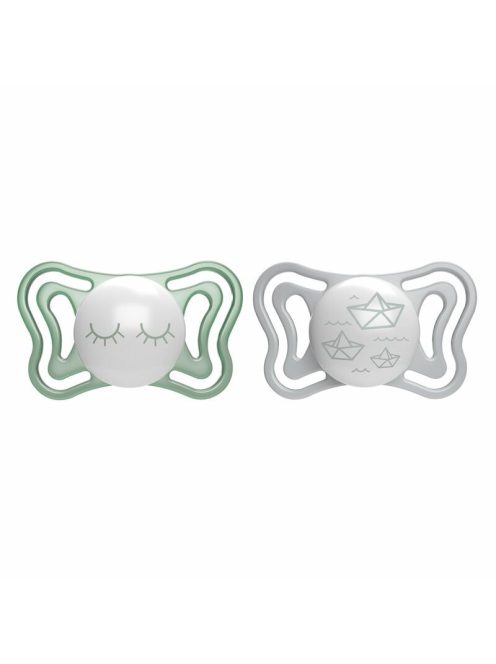 Chicco Physio Forma® Light Glow 16-36hó éjszakai cumi 2db foszforeszkálós karimával - világítós