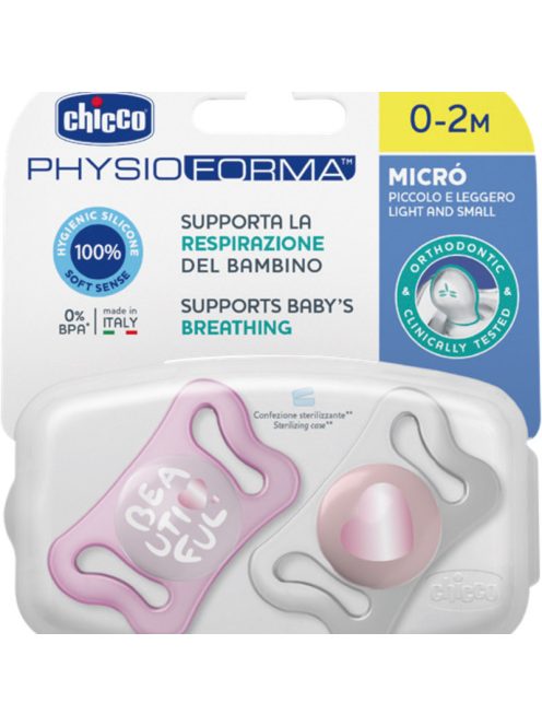 Chicco Physio Forma® Micro 0-2 hó minicumi 2 db - rózsaszín