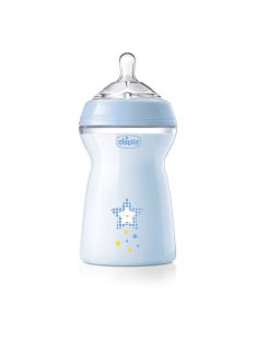   Chicco NaturalFeeling mintás, műanyag cumisüveg, 330 ml, kék