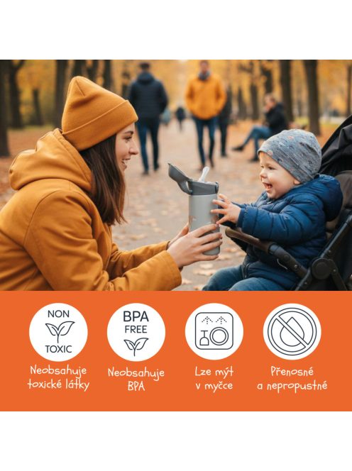 Zopa 400 ml-es termosz cumis szívószállal, szafari Safari