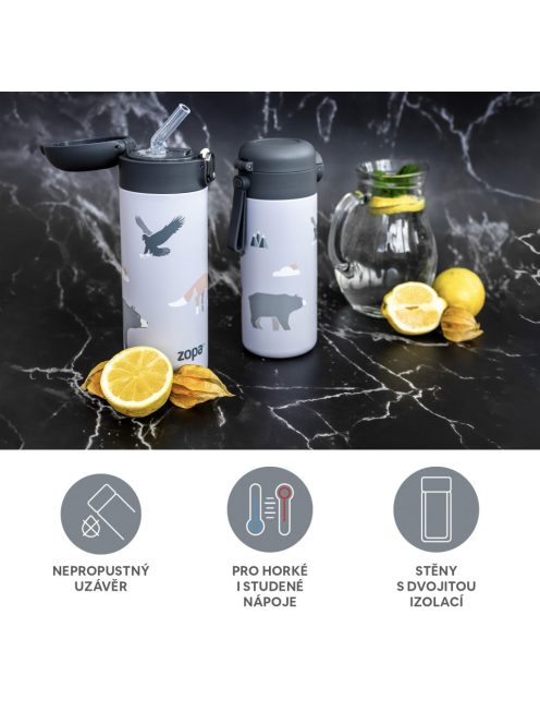 Zopa 400 ml-es termosz szívószállal, Cookie beige Cookie beige