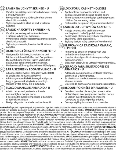 Zopa U alakú szekrényfogantyú-zár white/grey