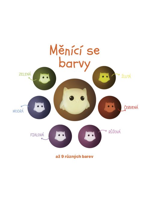 Zopa Szilikon falra szerelhető éjjeli lámpa Owl