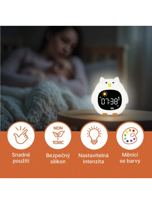 Zopa Szilikon gyermek ébresztőóra éjszakai fénnyel és zenével Dog