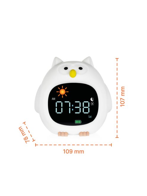 Zopa Szilikon gyermek ébresztőóra éjszakai fénnyel és zenével Owl