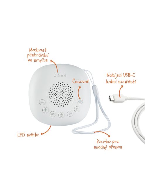 Zopa Prémium hordozható alvásmodul LED-fénnyel, fehér zajjal és hangokkal White