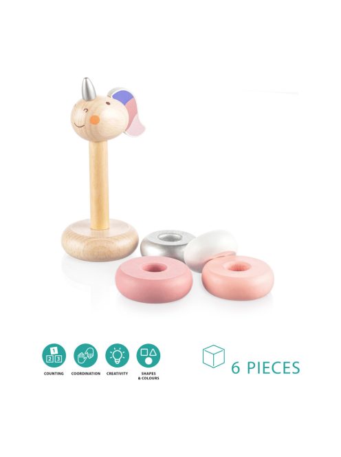 Zopa Fa egyszarvú toronyépítő karikák - pink Pink