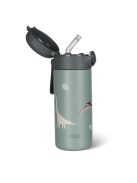 Zopa 350 ml-es termosz szívószállal és szilikon fogantyúval, dínó Dino