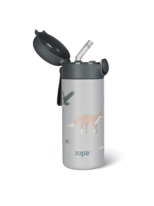 Zopa 350 ml-es termosz szívószállal és szilikon fogantyúval, hegyvidék Mountains
