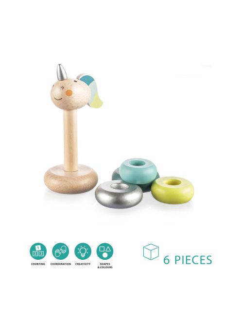 Zopa Fa egyszarvú toronyépítő karikák - kék Blue