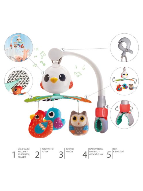 Zopa Multifunkciós zenélő forgó 3in1 Birds