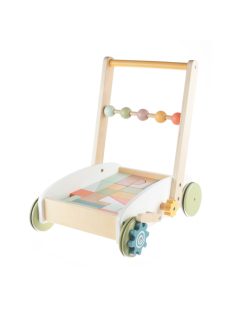 Zopa Fa járássegítő kocsi építőkockákkal Wood