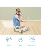 Zopa Fa járássegítő kocsi építőkockákkal Wood
