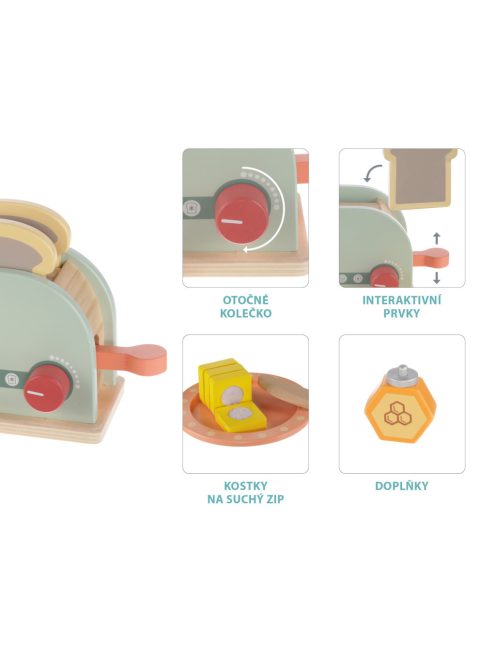 Zopa Fa kenyérpirító készlet Wood