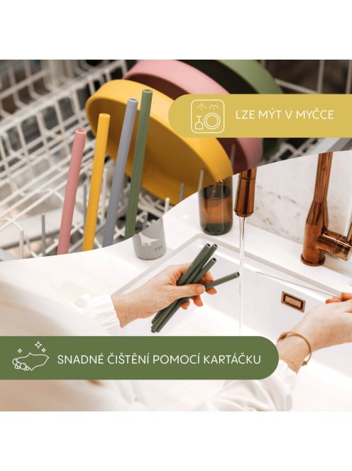 Zopa Szilikon szívószál 4  db - fenyőzöld Forest Green