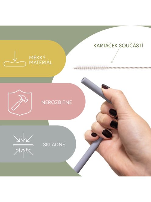 Zopa Szilikon szívószál 4 db - galambszürke Dove Grey