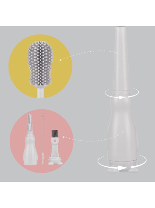 Zopa Szilikon palacktisztító kefe 3az1-ben Light Grey