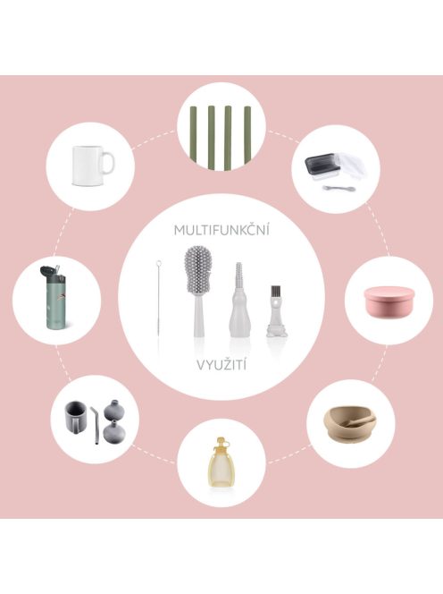 Zopa Szilikon palacktisztító kefe 3az1-ben Light Grey