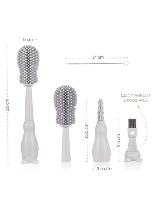 Zopa Szilikon palacktisztító kefe 3az1-ben Light Grey