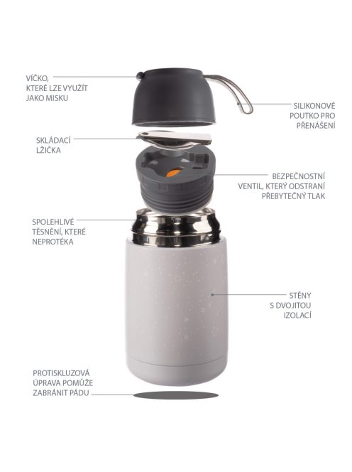 Zopa 620 ml-es ételtermosz szilikon tartóval, szafari Safari