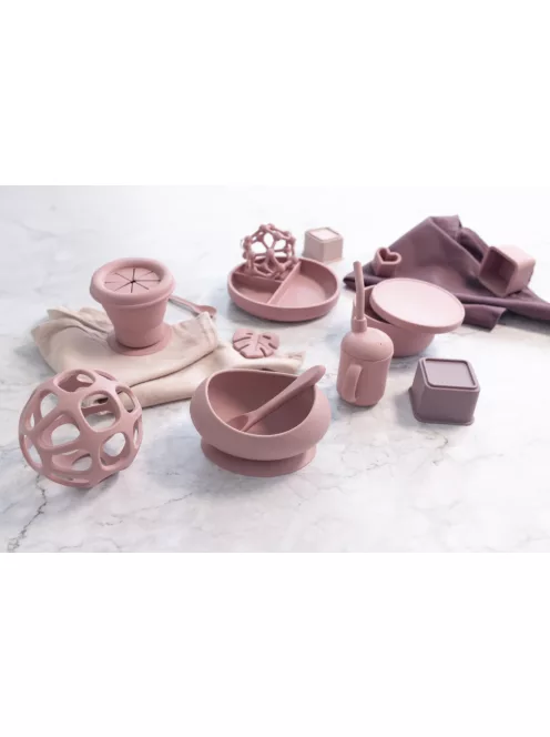 Zopa Szilikon osztott tányér tapadókoronggal - rózsaszín Old Pink