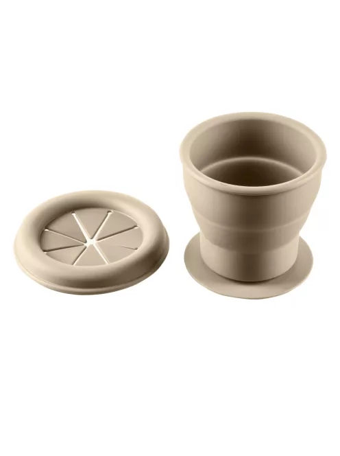 Zopa Szilikon összehajtható snackdoboz tapadókoronggal - bézs Sand Beige