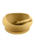 Zopa Szilikon tál tapadókoronggal és kanállal - mustársárga Mustard Yellow