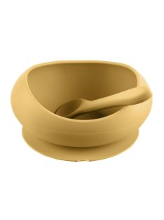  Zopa Szilikon tál tapadókoronggal és kanállal - mustársárga Mustard Yellow
